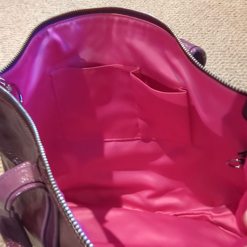 Coach Poppy Shoulder Tote Bag Raspberry Purple Patent Leather Purse F20973-13876 - Picture 8 of 10